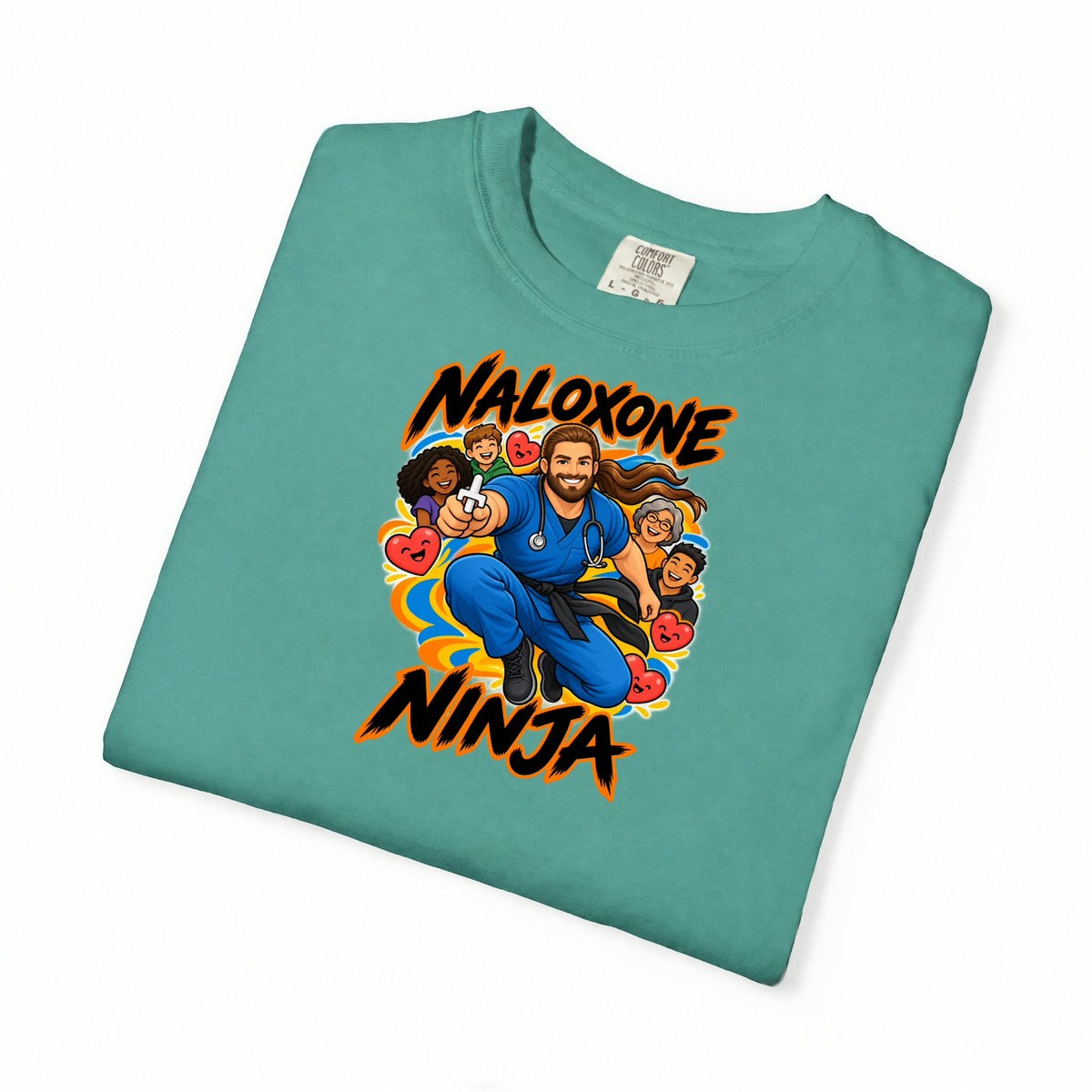 Naloxone Ninja ER Nurse Tee (Long Hair & Beard)