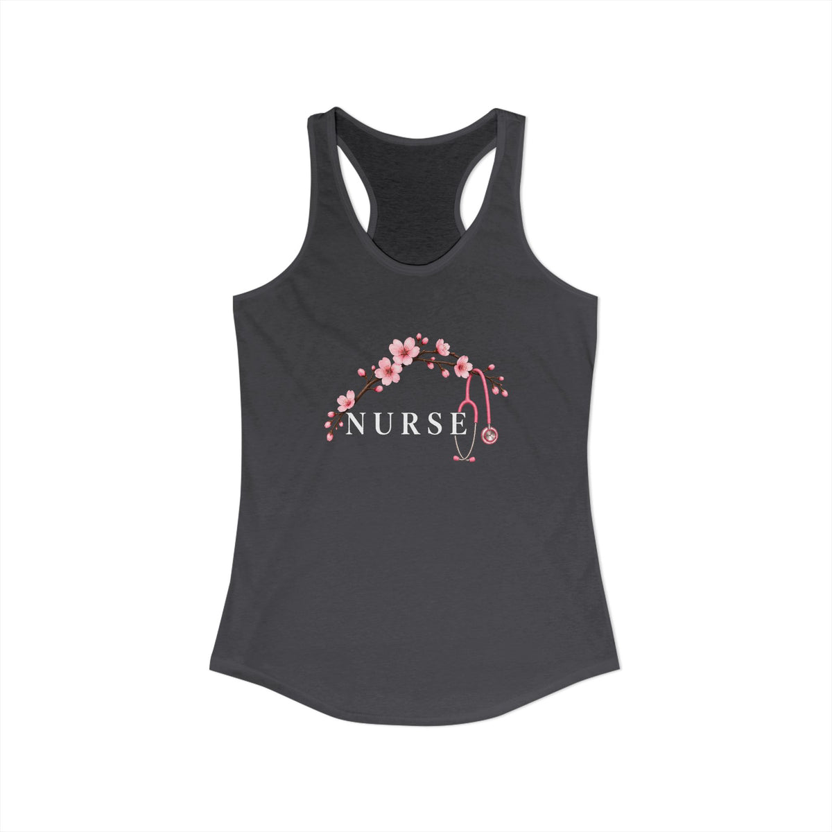 Nurse Cherry Blossom Stethoscope Floral Women's Racerback Tank Top