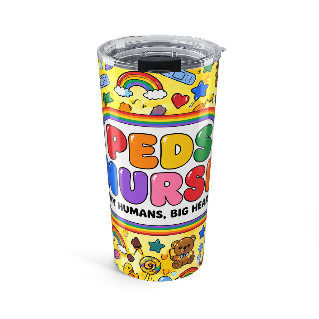 Peds Nurse Tiny Humans Big Hearts Rainbow 20oz Skinny Tumbler