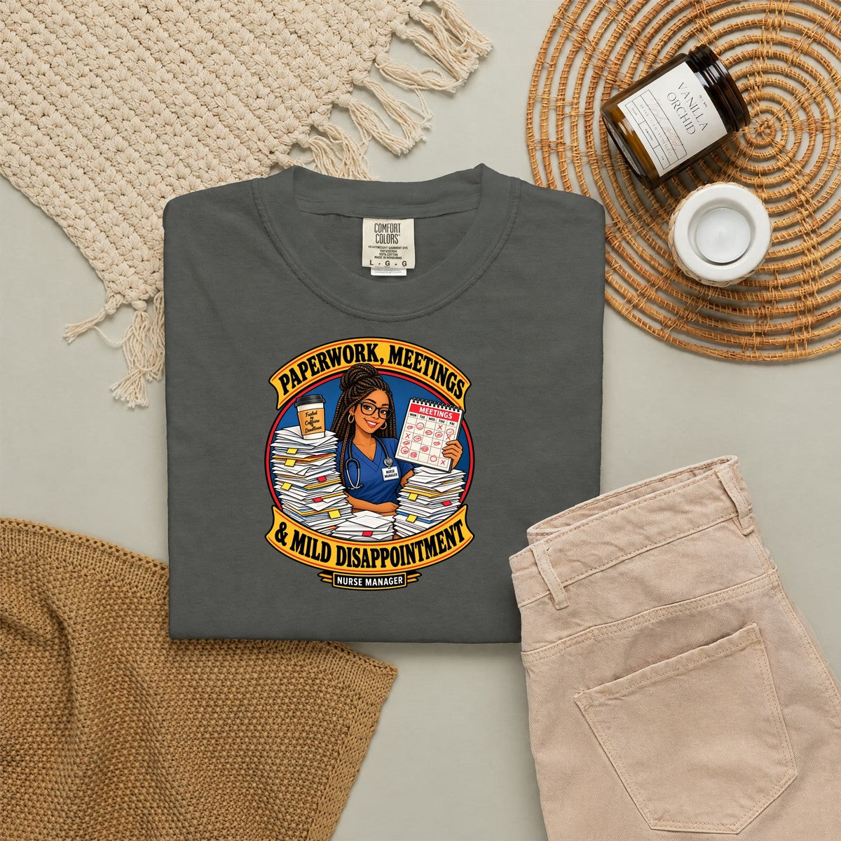 Paperwork Meetings and Mild Disappointment Nurse Manager Tee (Braids)