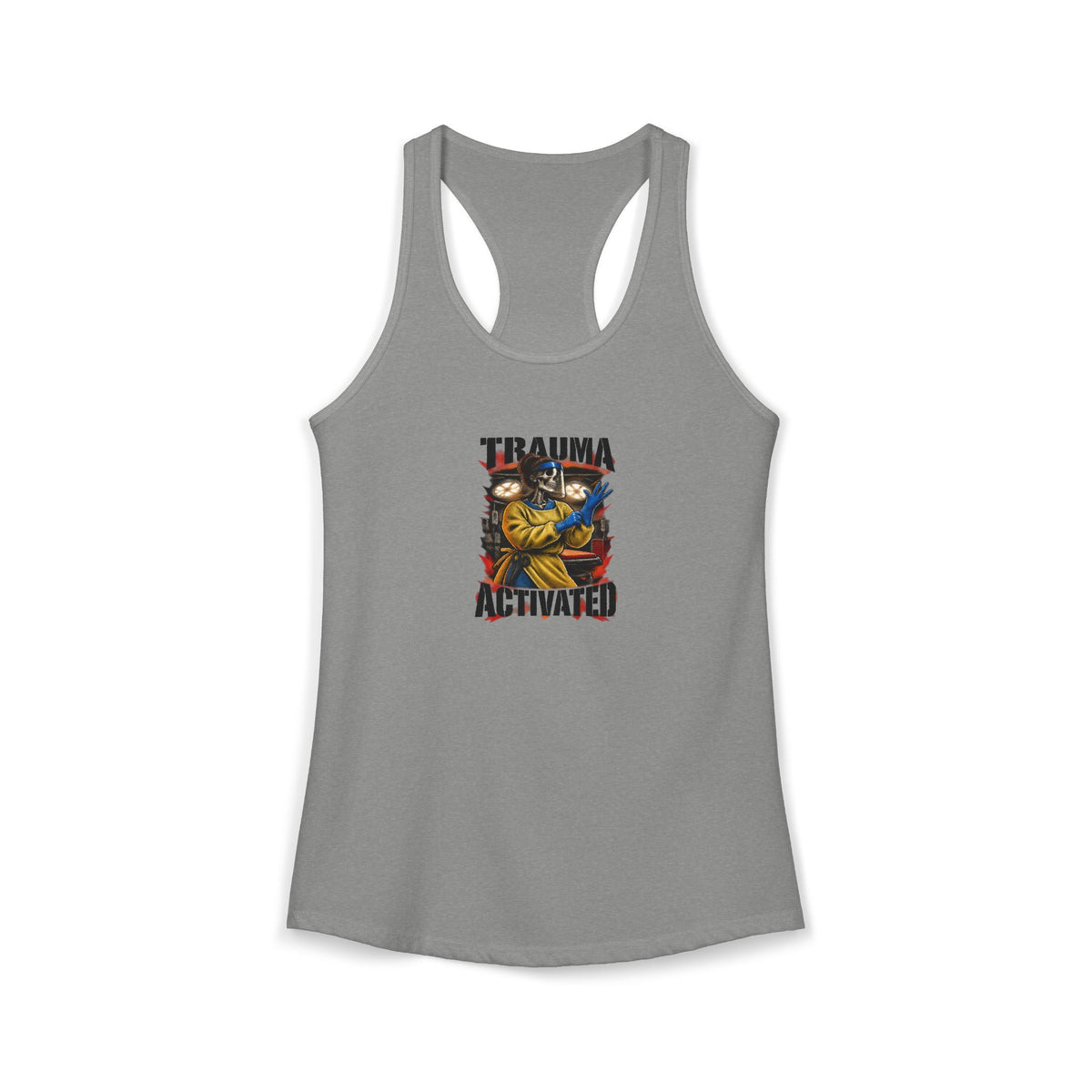 Trauma Activated Skeleton ER Nurse Women's Racerback Tank Top