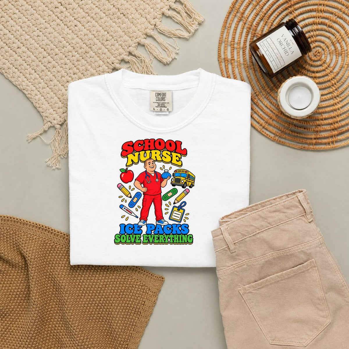School Male Nurse Ice Packs Solve Everything Tee