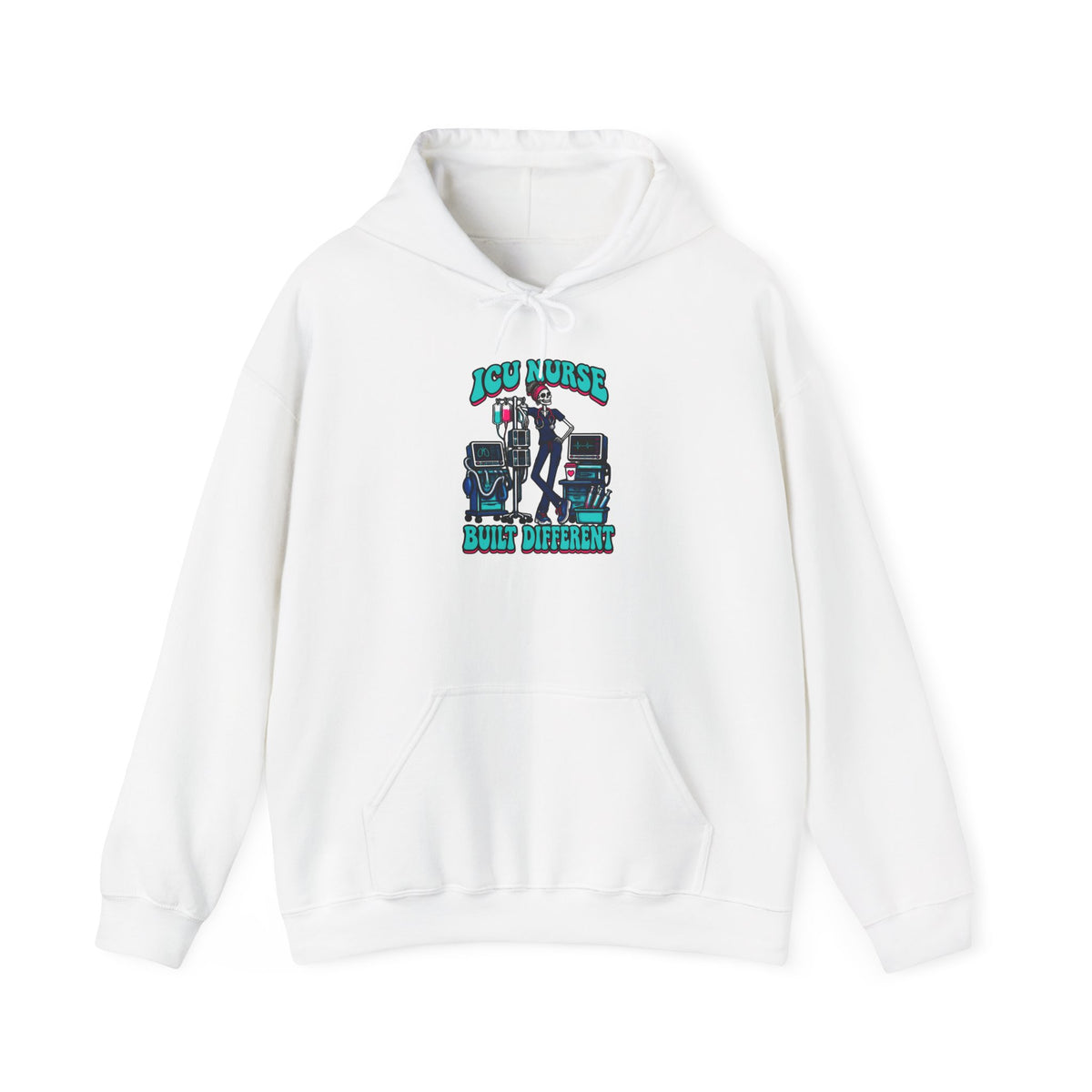 ICU Nurse Built Different Skinny Skeleton Hoodie