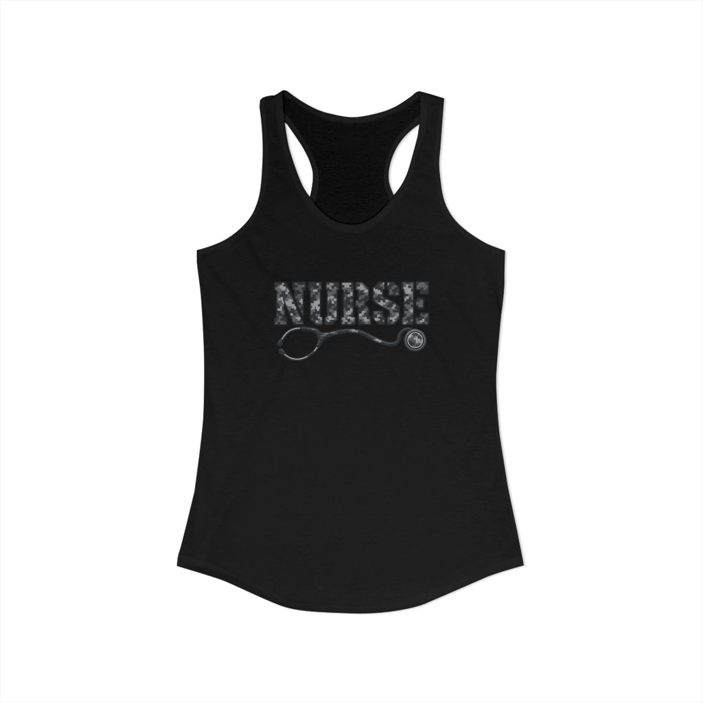 Nurse Digital Urban Camo Stethoscope Women's Racerback Tank Top