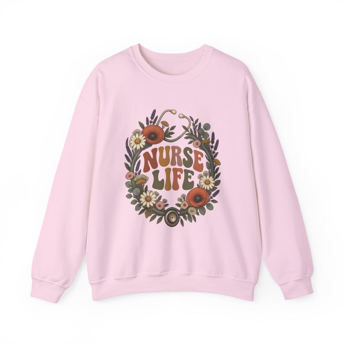 Boho Wildflower Stethoscope Nurse Life Crewneck Sweatshirt