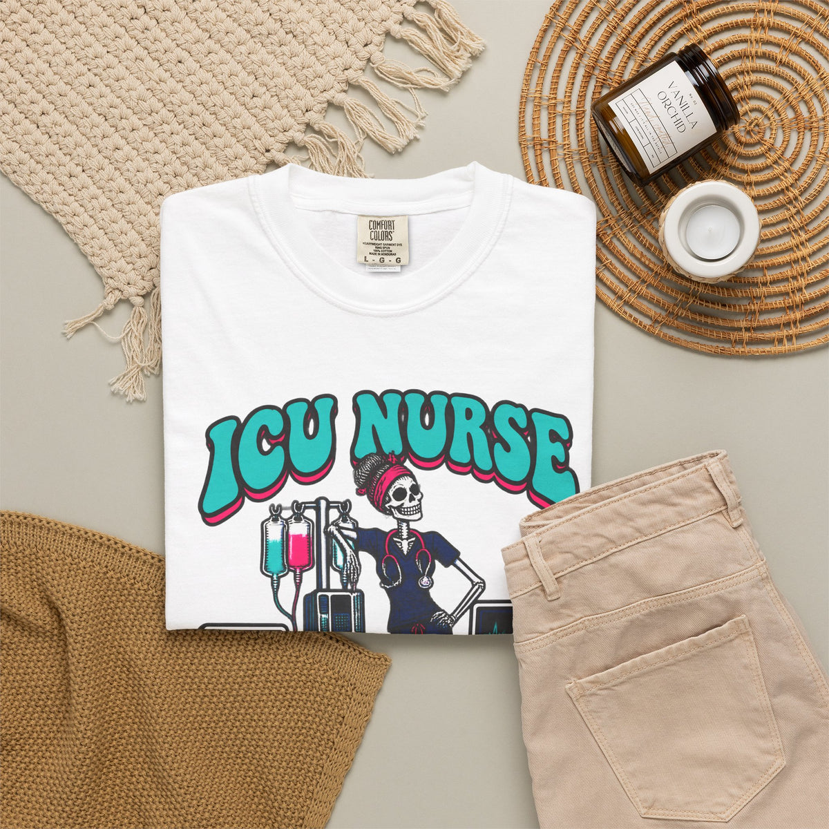 ICU Nurse Built Different Skinny Skeleton Comfort Colors T-Shirt