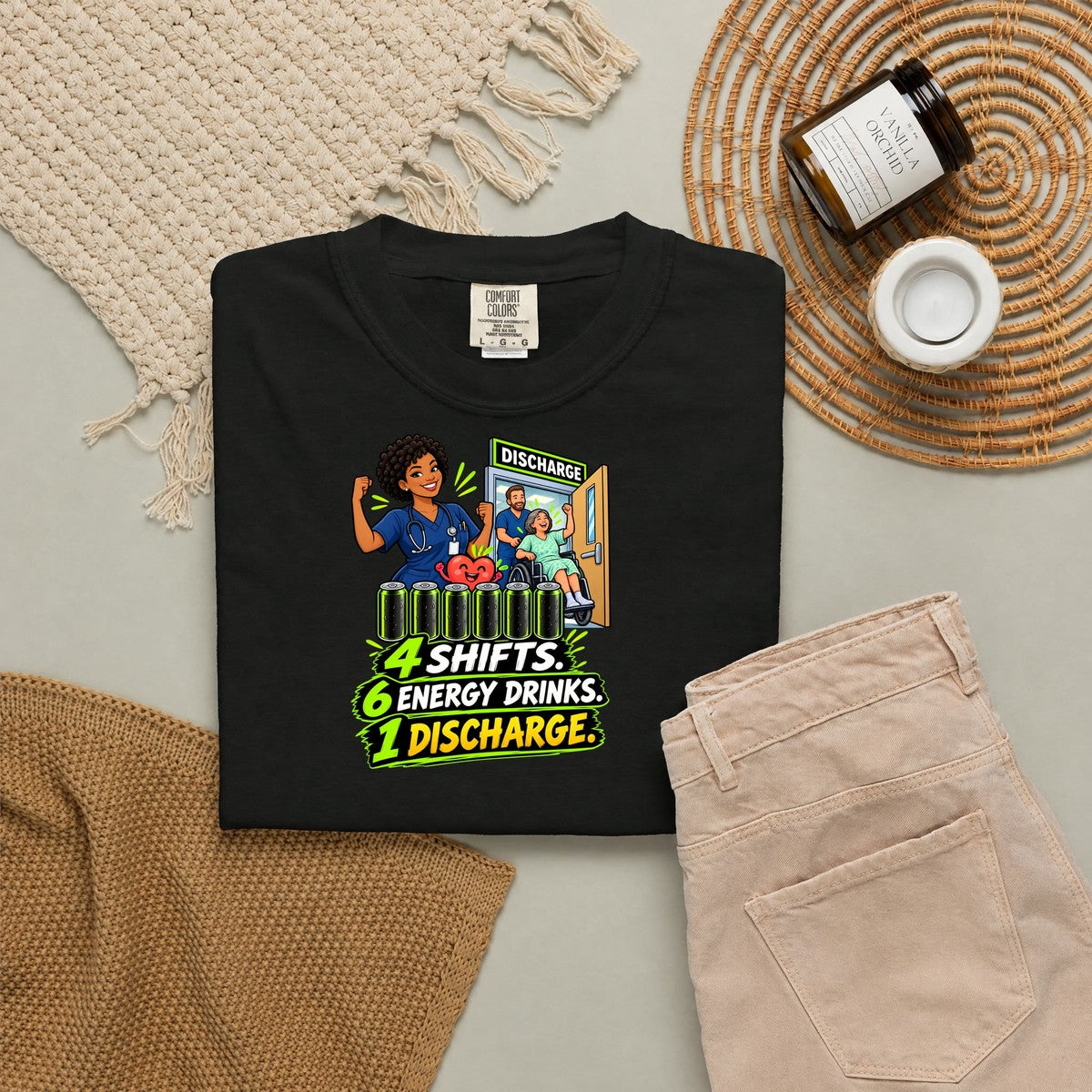 4 Shifts 6 Energy Drinks 1 Discharge Nurse Tee (Short Natural)
