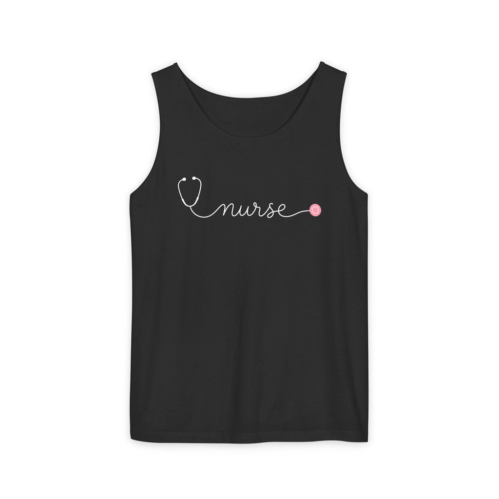 Nurse One Line Stethoscope Script Comfort Colors Tank Top