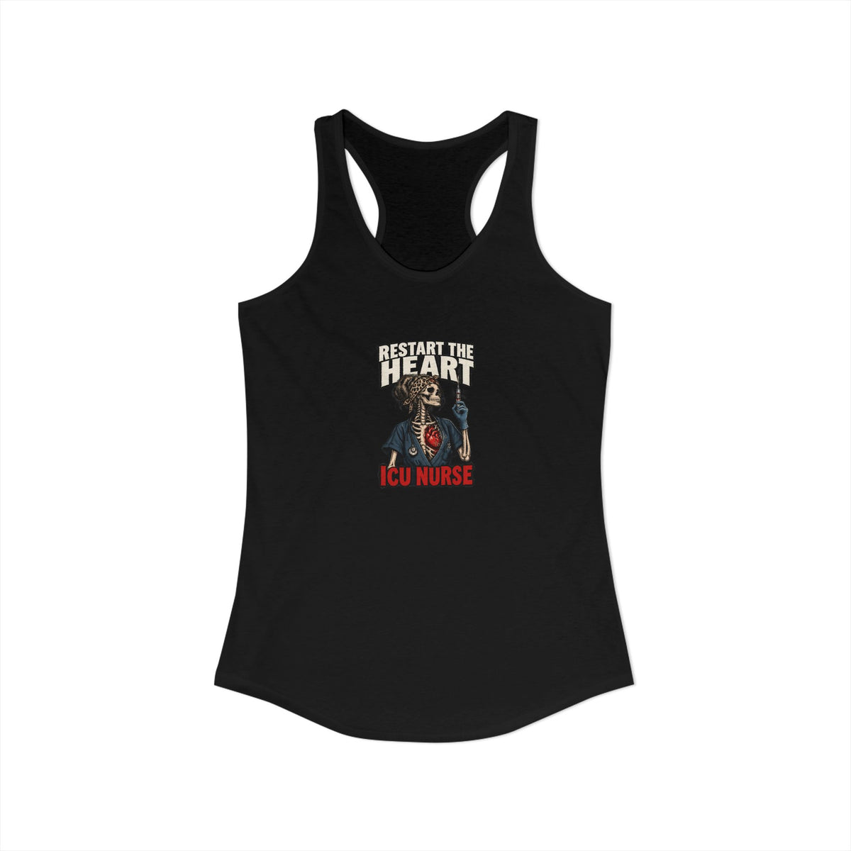 Restart the Heart Skeleton ICU Nurse Women's Racerback Tank Top