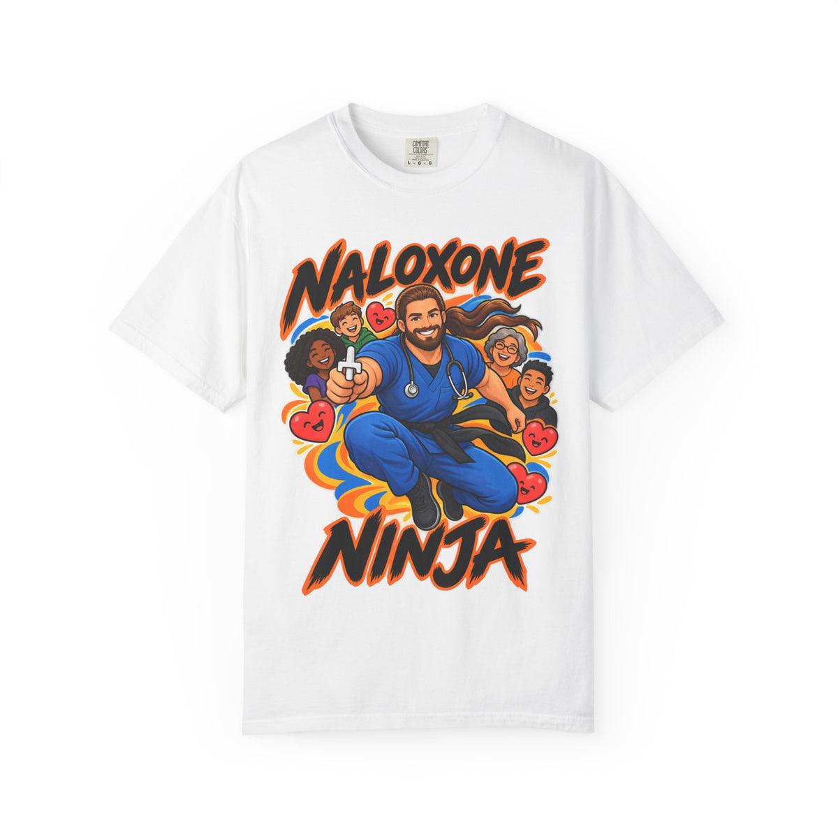 Naloxone Ninja ER Nurse Tee (Long Hair & Beard)
