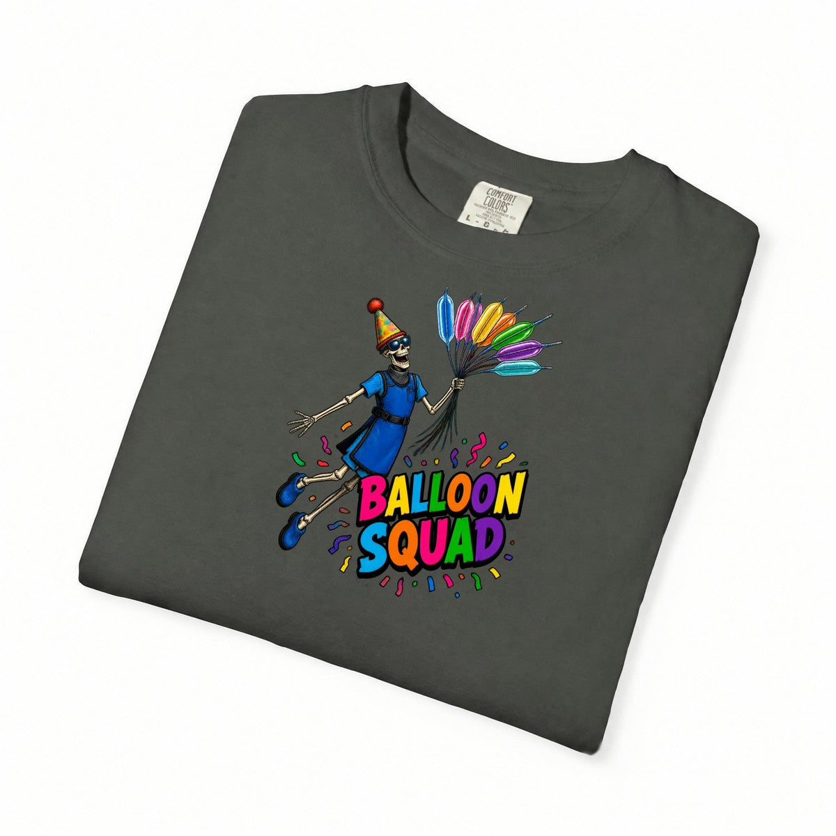 Balloon Squad Cath Lab Skeleton Cardiac Nurse Comfort Colors T-Shirt folded