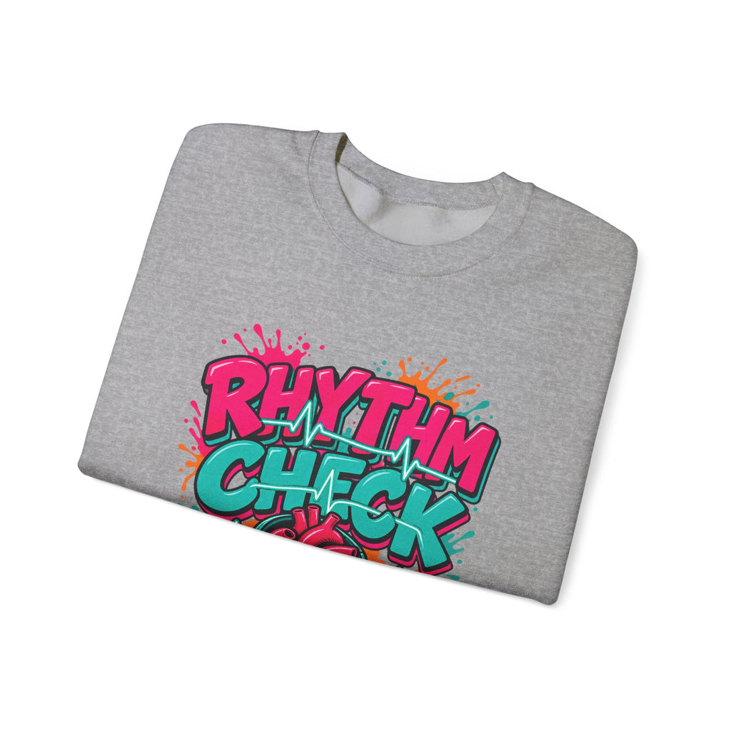 Rhythm Check I Speak Fluent EKG Tele Nurse Crewneck Sweatshirt