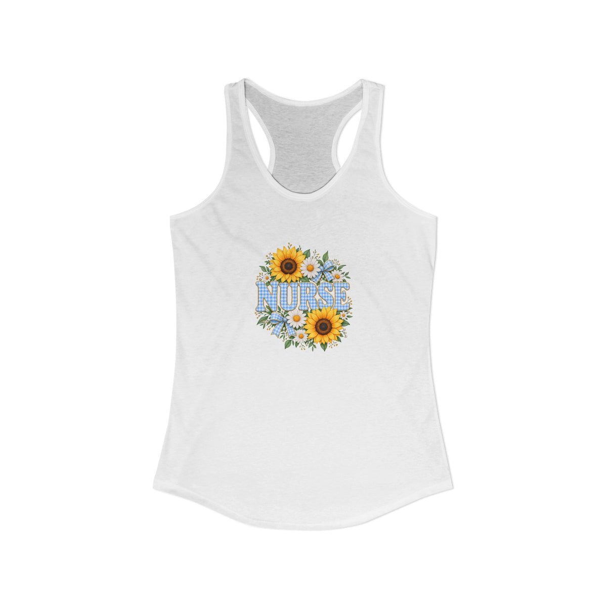Sunflower Gingham NURSE Women's Racerback Tank Top