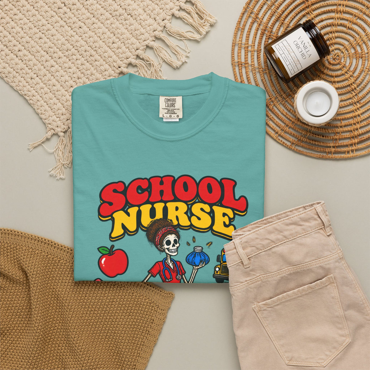 School Nurse Ice Packs Solve Everything Skinny Skeleton Comfort Colors T-Shirt