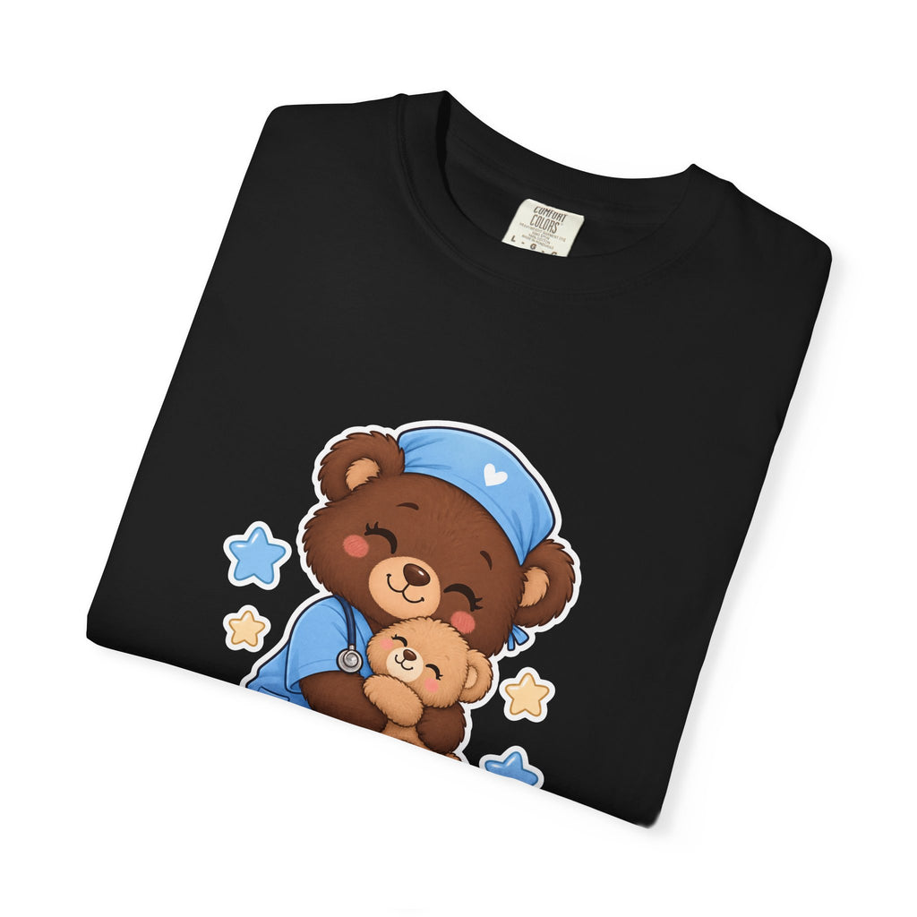 Hugs and Bandages Teddy Bear Peds Nurse Blue Comfort Colors T-Shirt