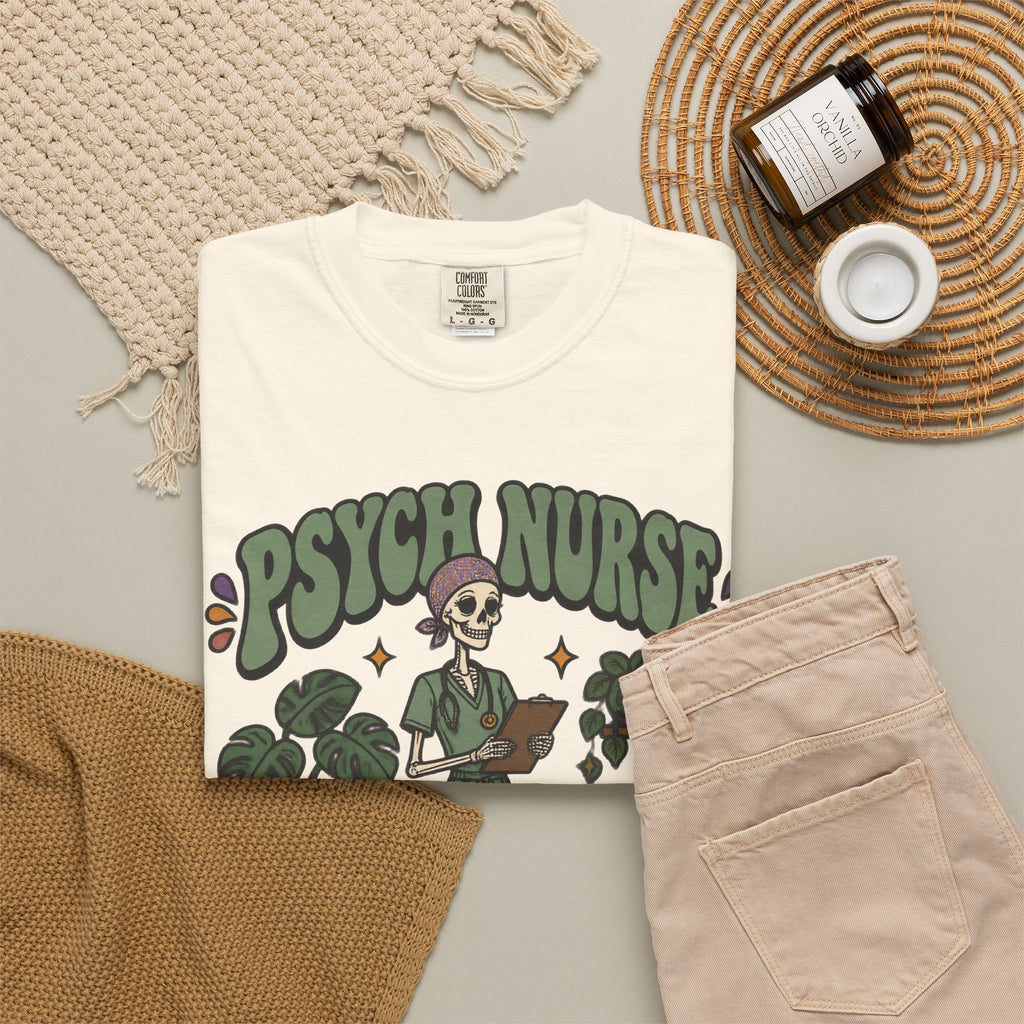 Psych Nurse I'm the Calm One Skinny Skeleton Comfort Colors T-Shirt