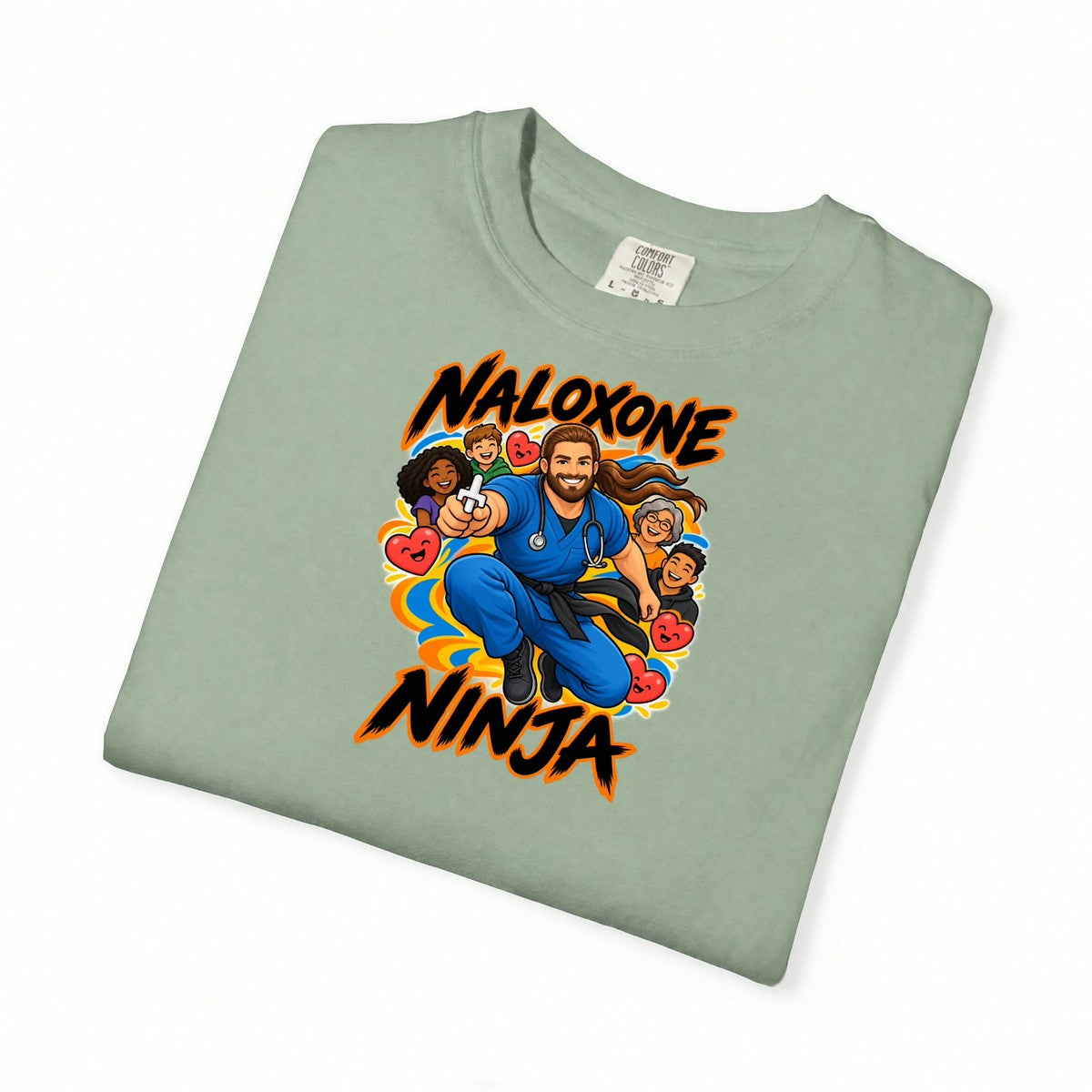 Naloxone Ninja ER Nurse Tee (Long Hair & Beard)