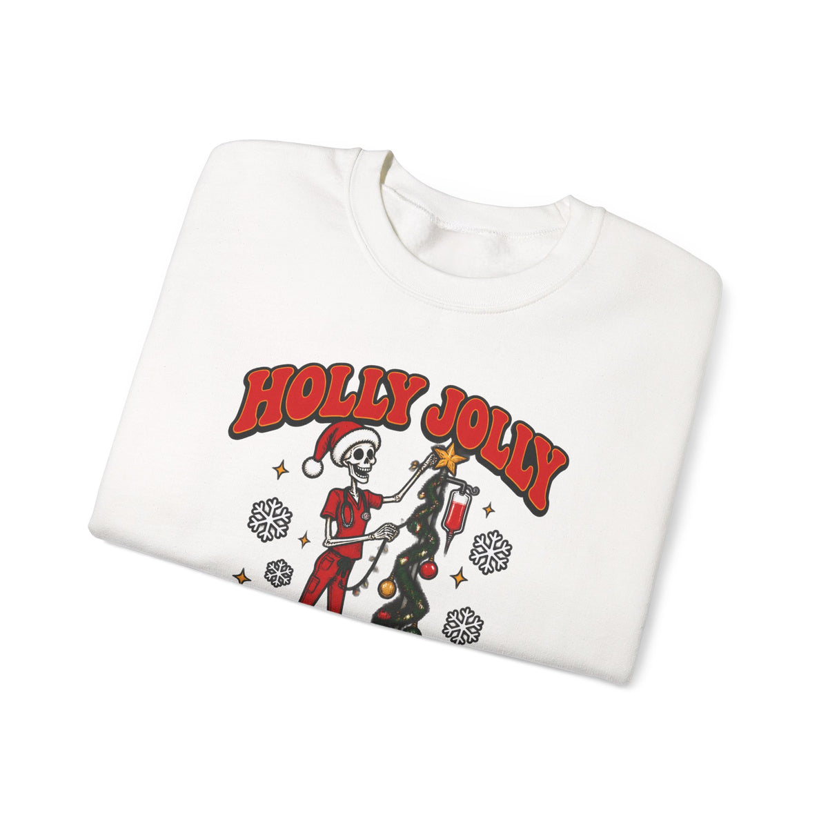 Holly Jolly Skeleton Crew Christmas Nurse Crewneck Sweatshirt