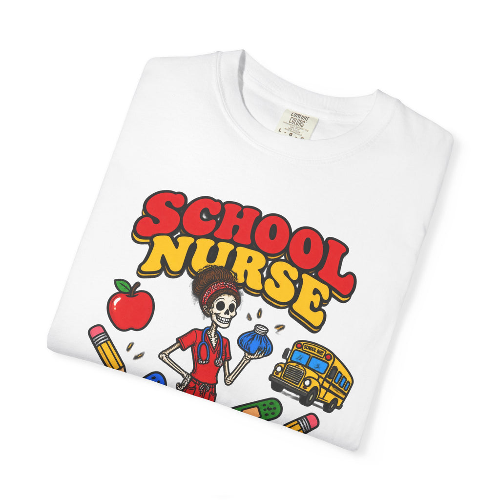 School Nurse Ice Packs Solve Everything Skinny Skeleton Comfort Colors T-Shirt