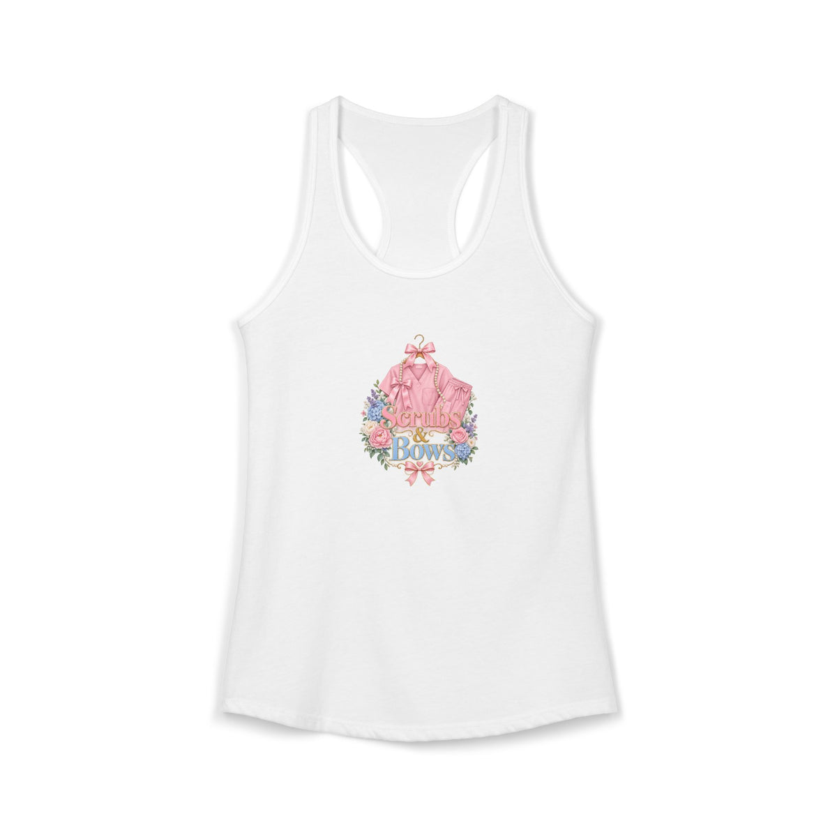 Scrubs and Bows Nurse Women's Racerback Tank Top