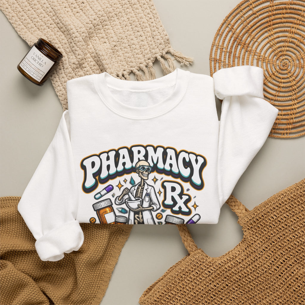 Pharmacy Skeleton Crew Skinny Skeleton Pharmacist Crewneck Sweatshirt