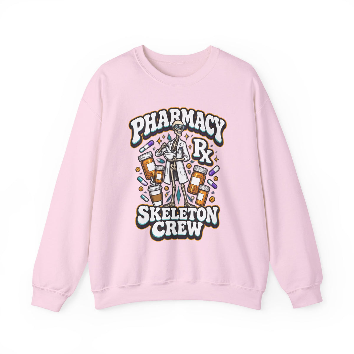 Pharmacy Skeleton Crew Skinny Skeleton Pharmacist Crewneck Sweatshirt