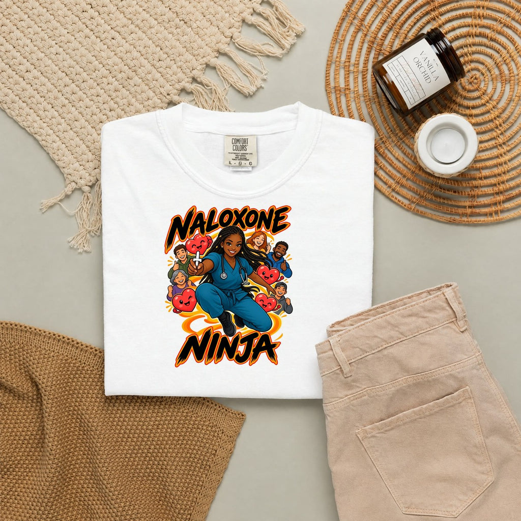 Naloxone Ninja ER Nurse Tee (Box Braids)