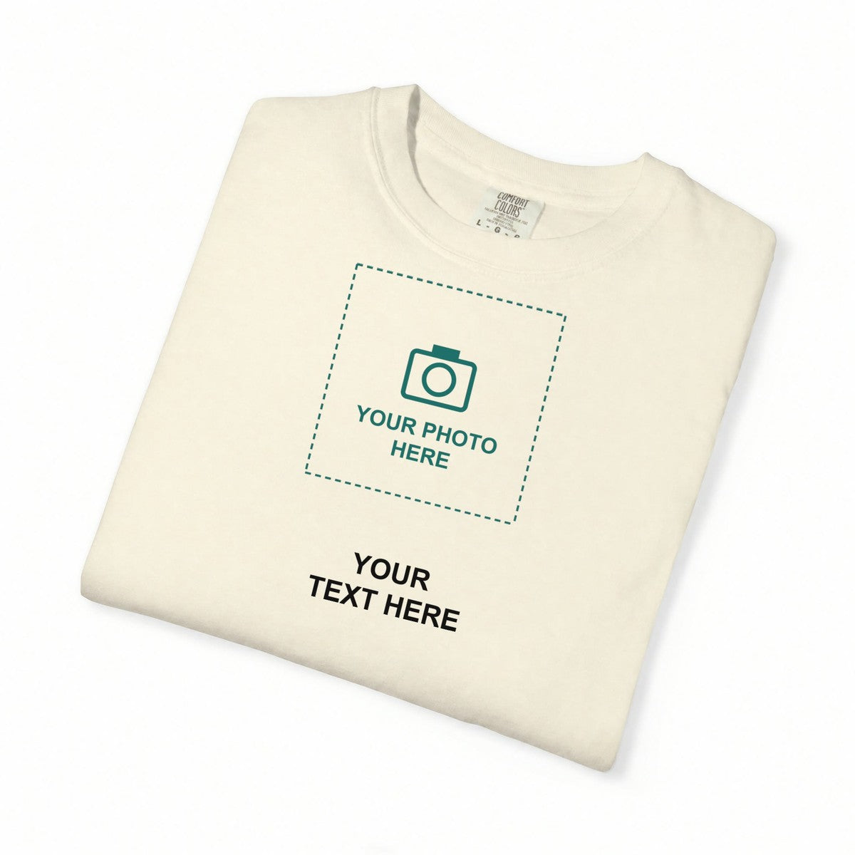 Design Your Own Custom Photo and Text Comfort Colors T-Shirt folded