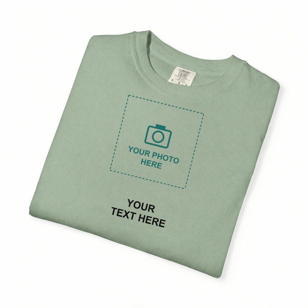 Design Your Own Custom Photo and Text Comfort Colors T-Shirt folded