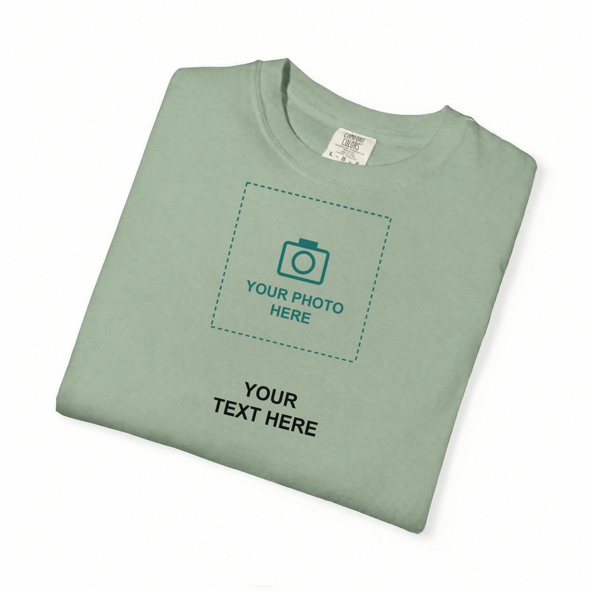 Design Your Own Custom Photo and Text Comfort Colors T-Shirt folded
