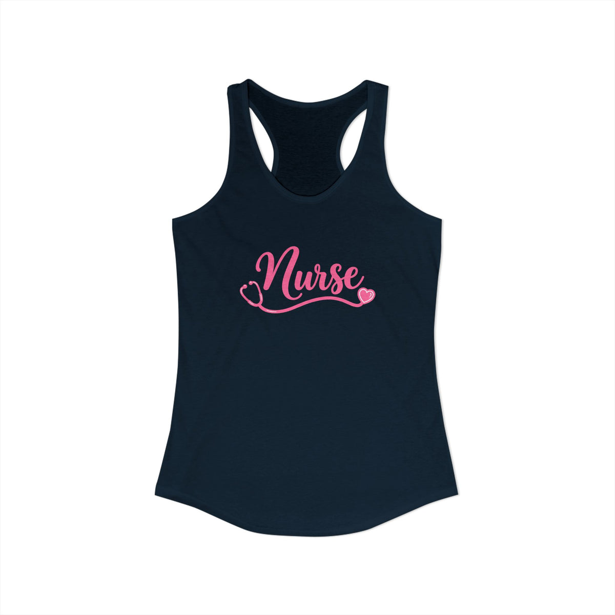 Nurse Pink Script Stethoscope Women's Racerback Tank Top