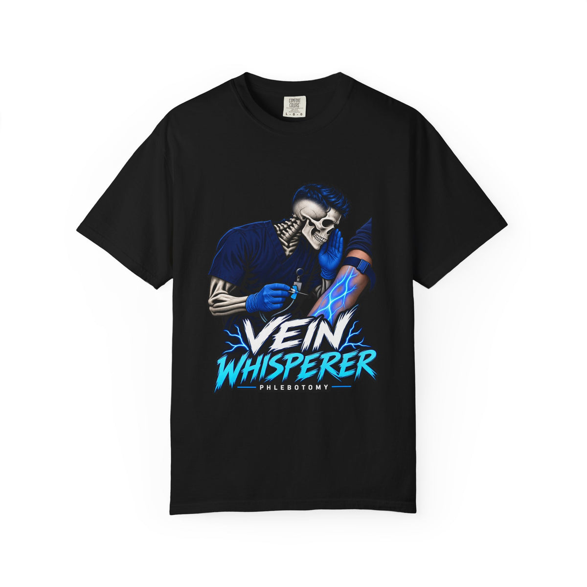 Vein Whisperer Male Skeleton Phlebotomist Comfort Colors T-Shirt