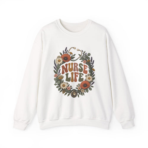 Boho Wildflower Stethoscope Nurse Life Crewneck Sweatshirt