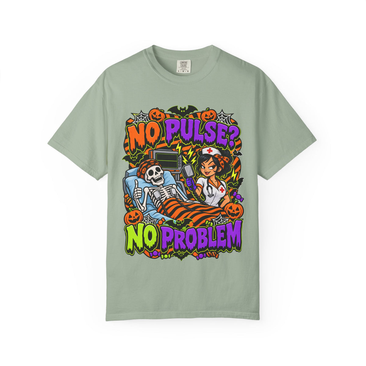 No Pulse? No Problem Funny Halloween Nurse Comfort Colors T-Shirt