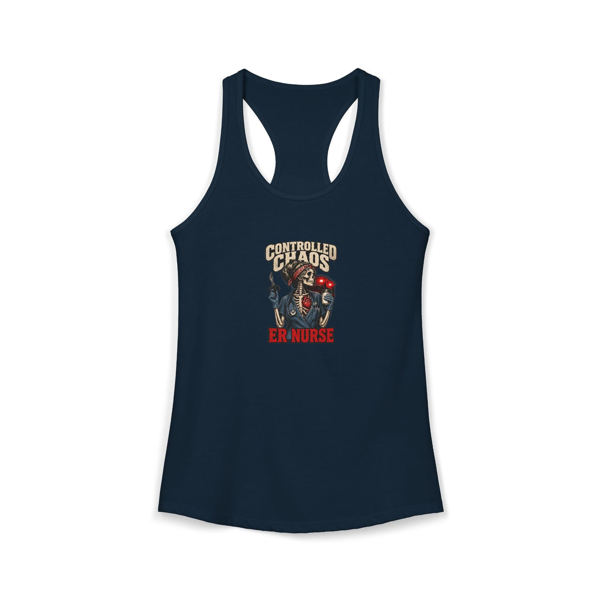 Controlled Chaos Skeleton ER Nurse Women's Racerback Tank Top