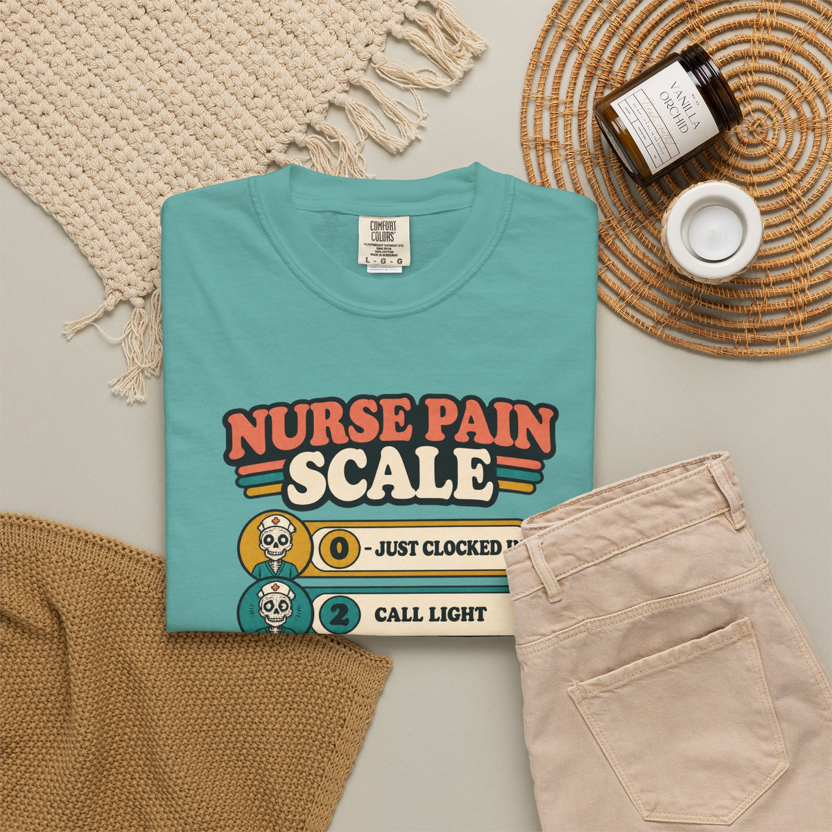 Nurse Pain Scale Funny Skeleton Nurse Comfort Colors T-Shirt