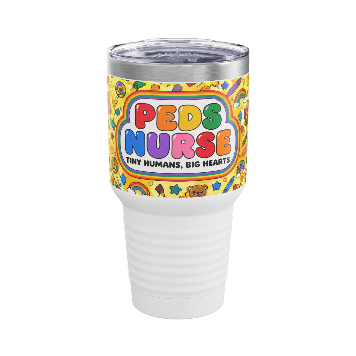 Peds Nurse Tiny Humans Big Hearts Rainbow 30oz Tundra Tumbler