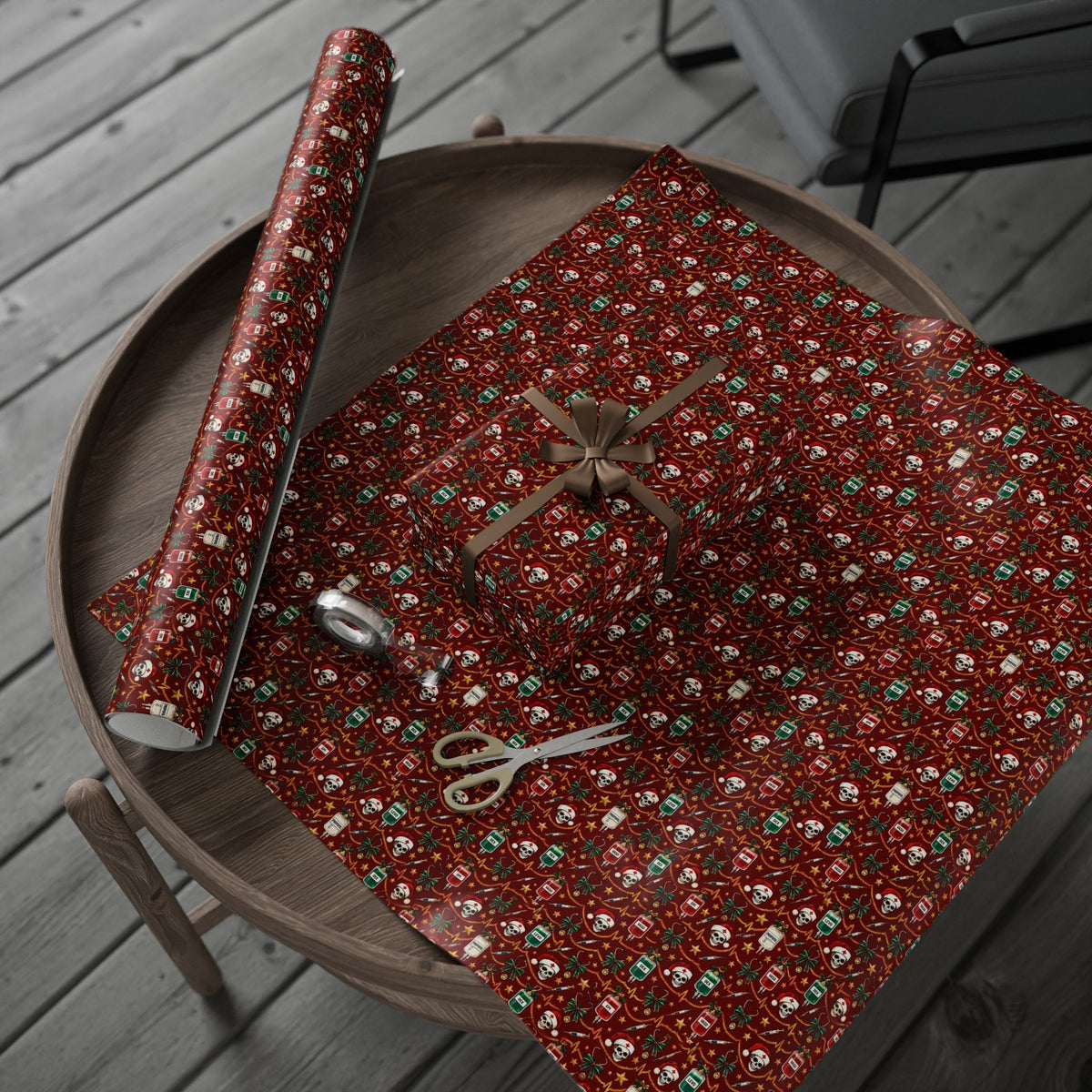 ICU Drips Christmas Ornaments Skeleton Nurse Wrapping Paper