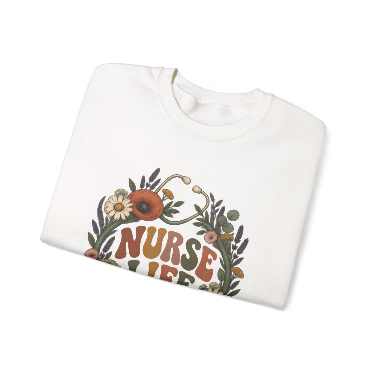 Boho Wildflower Stethoscope Nurse Life Crewneck Sweatshirt