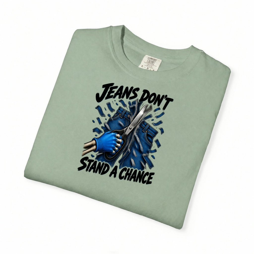 Jeans Don't Stand a Chance Skeleton ER Nurse Comfort Colors T-Shirt folded
