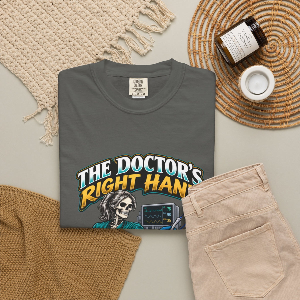 The Doctor's Right Hand Tube Please Skeleton Respiratory Therapist Comfort Colors T-Shirt