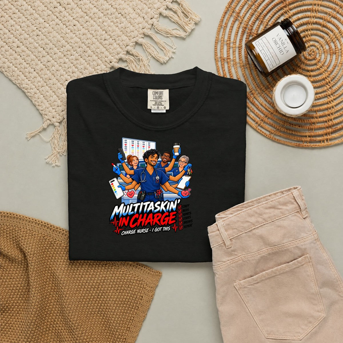 Multitaskin' In Charge Male Nurse Tee