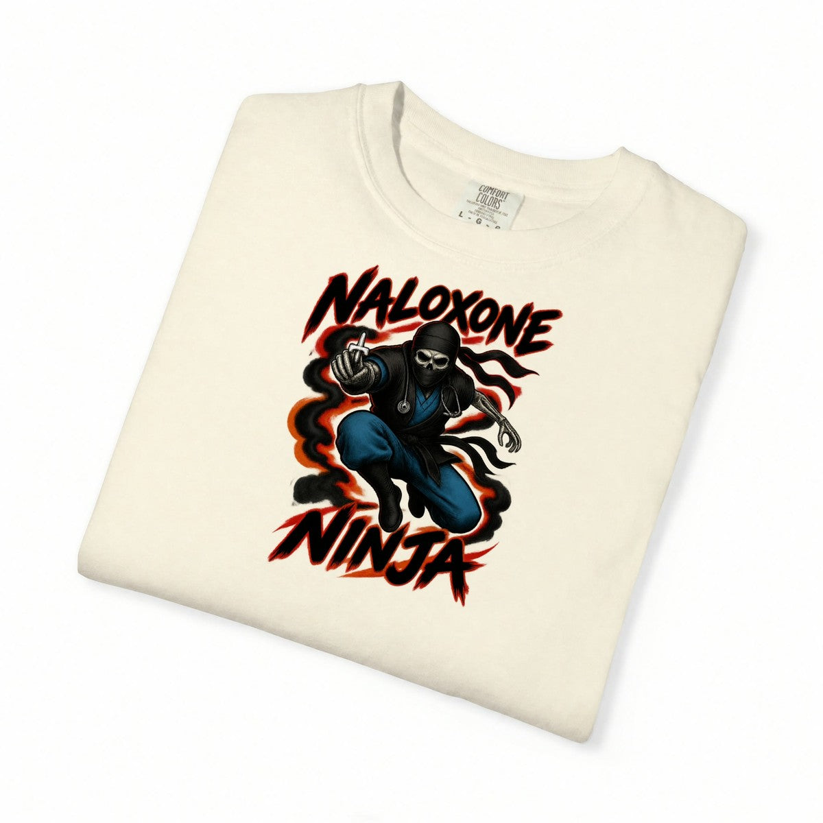 Naloxone Ninja Skeleton ER Nurse Comfort Colors T-Shirt folded
