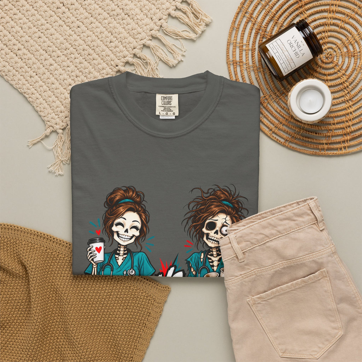 Shift 1 Me vs Shift 4 Me Skeleton Nurse Comfort Colors T-Shirt