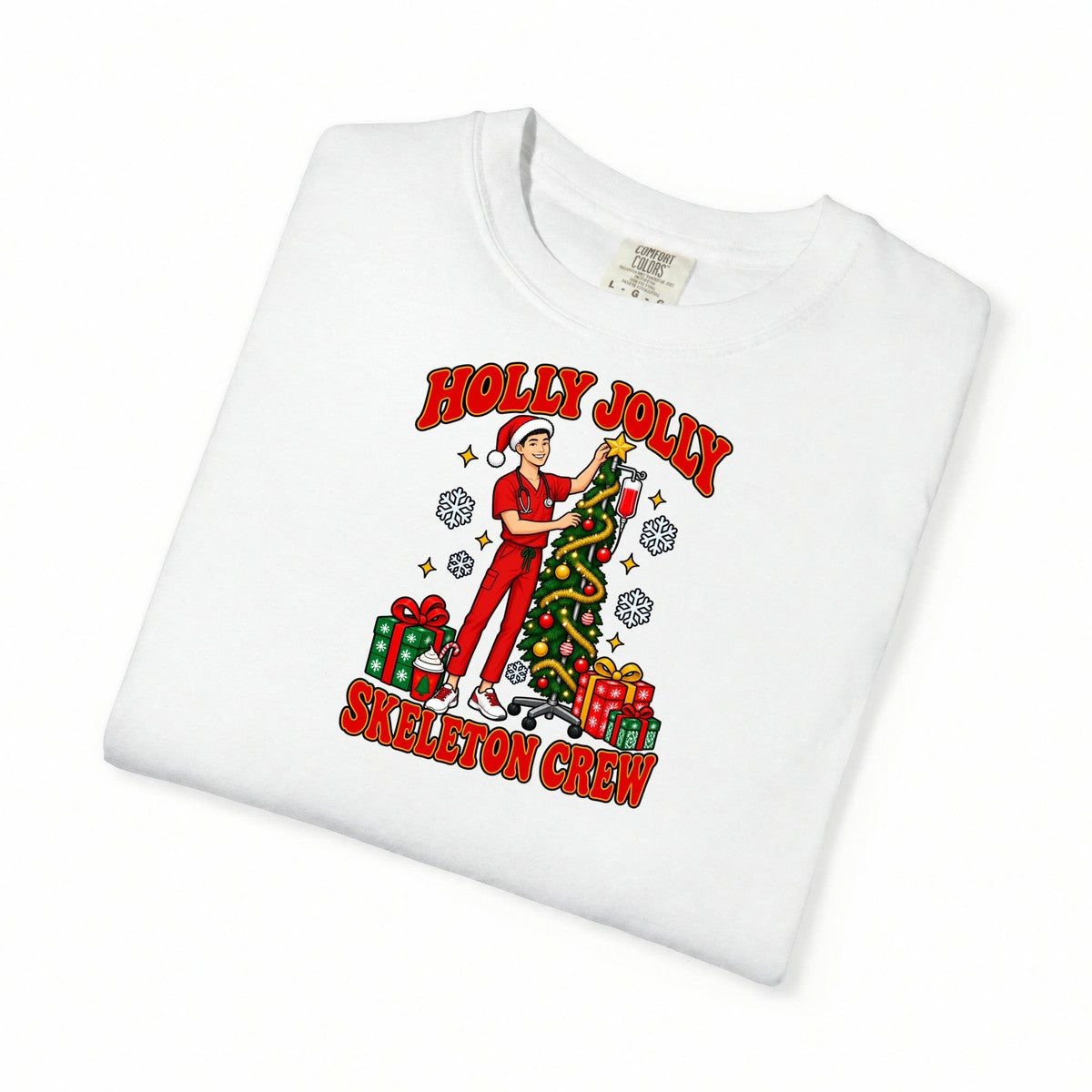 Holly Jolly Crew Christmas Male Nurse Tee