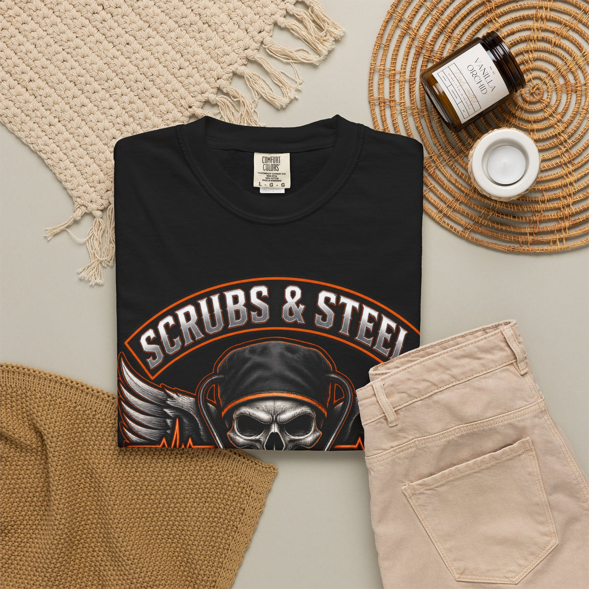 Scrubs and Steel Murse Crew Skeleton Nurse Comfort Colors T-Shirt