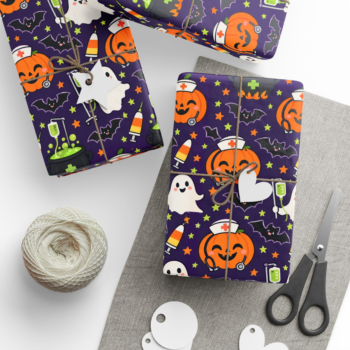 Halloween Nurse Wrapping Paper Pumpkin Nurse