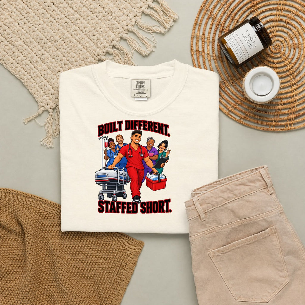 Built Different Staffed Short Nurse Comfort Colors T-Shirt