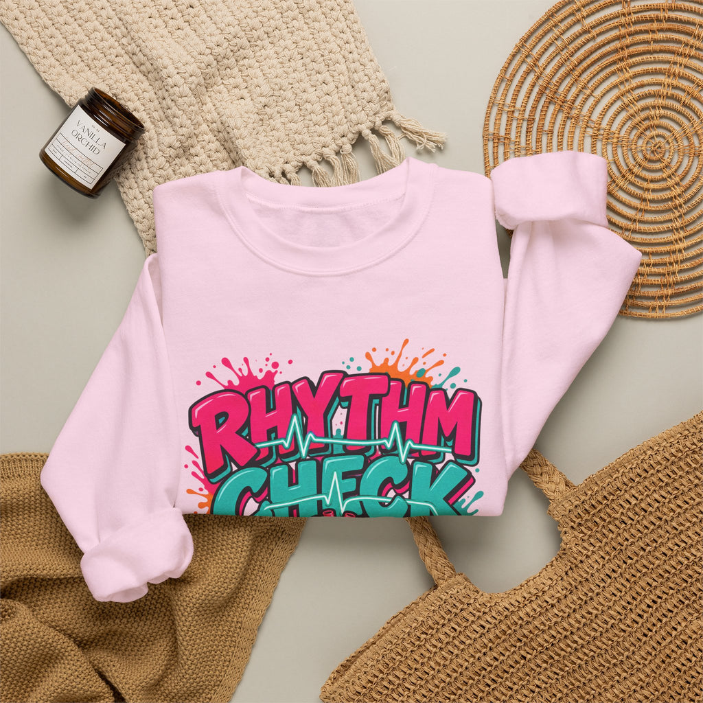 Rhythm Check I Speak Fluent EKG Tele Nurse Crewneck Sweatshirt