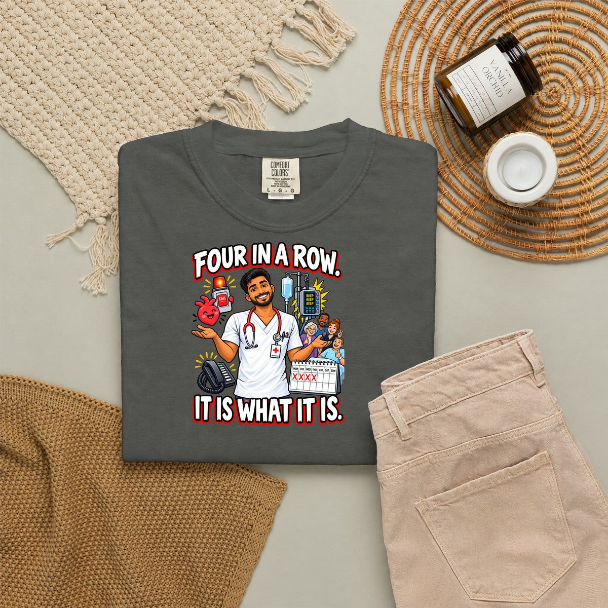 Four in a Row It Is What It Is Male Nurse Tee